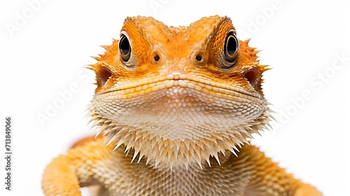 Magnificent bearded dragon posing for a captivating portrait on a white background