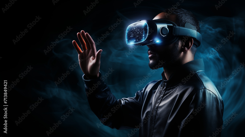 A man wearing AR glass, AR use, Imagin by AR, AR communication A man wearing AR glass, AR use, Imagin by AR, AR communication