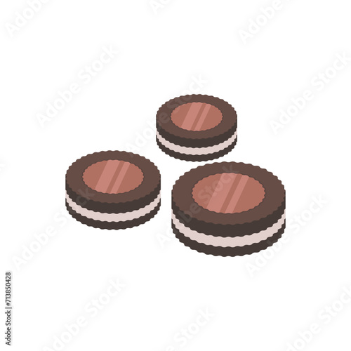 Chocolate cookies with milk filling , cookies flat icon