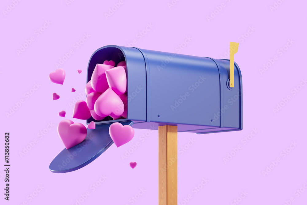 Mail box with hearts on Valentines day