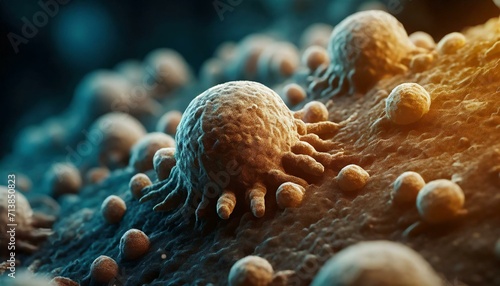 Microscopic images of bacteria and viruses photo