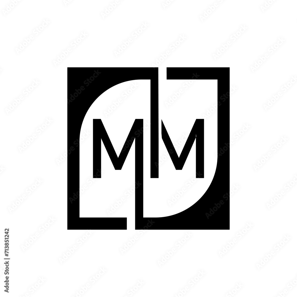 MM Logo Design Template Vector With Square Background. MM Logo Design Template Vector With Square Background.