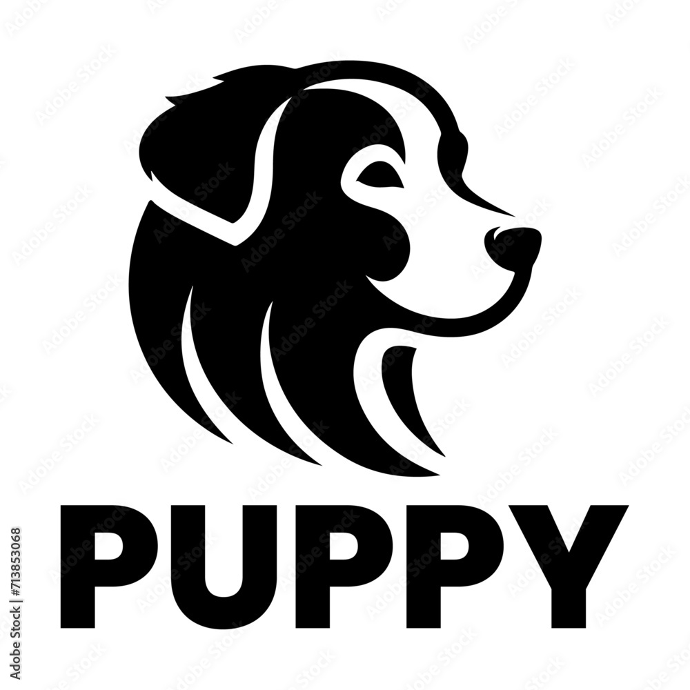 Dog Logo vector art illustration black color, the puppy vector logo illustration, icon , symbol