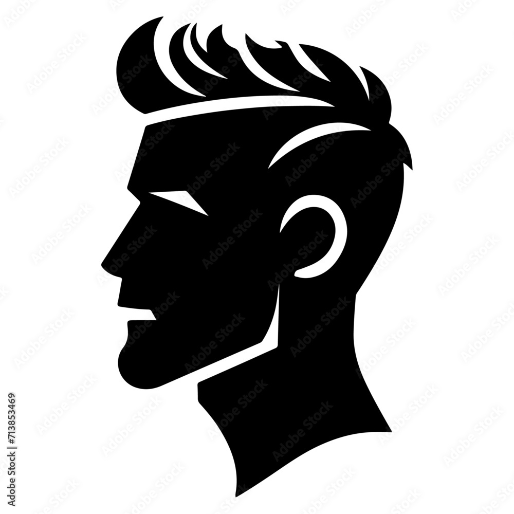 man hair cut vector art illustration silhouette, black color silhouette, haircut salon