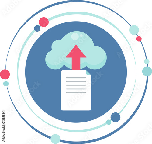 Uploading document file to the cloud graphic icon symbol