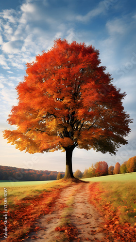 Fall in Its Glory: A Beautiful Deciduous Tree Adorned in Autumn Colors