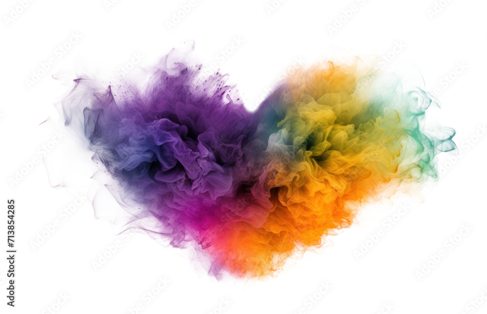 Vivid Colored Smoke Shaped as Heart on Transparent Background