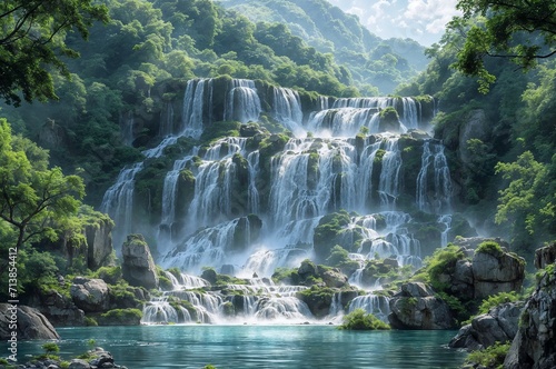 Beautiful waterfalls in Plitvice Lakes