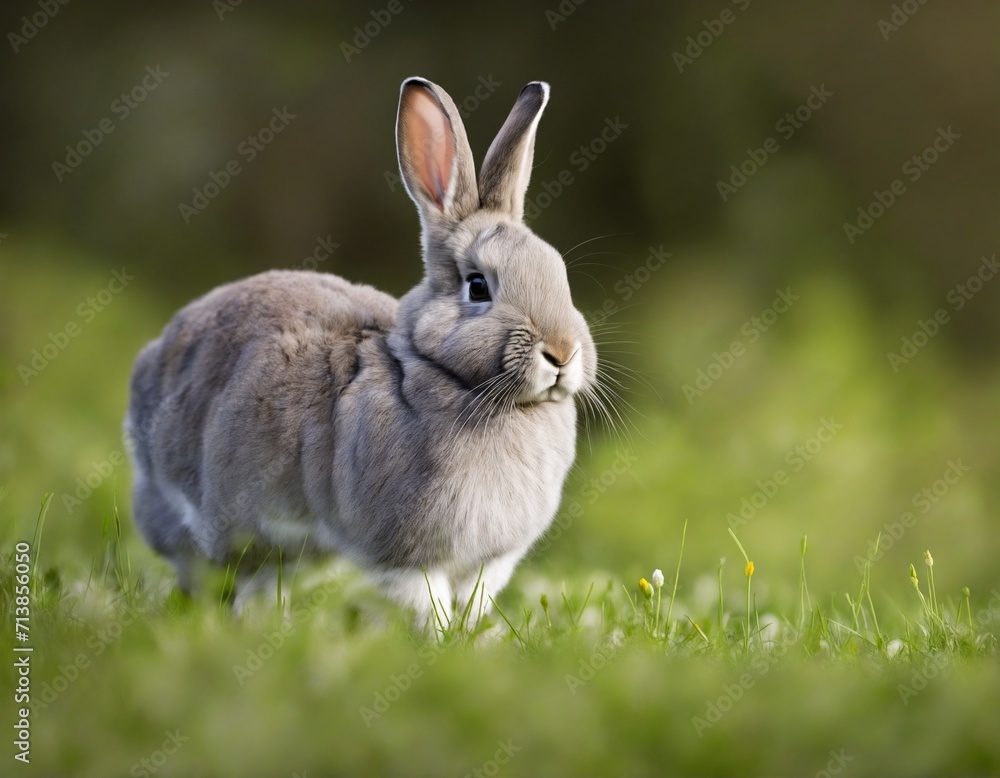 Grey rabbit outside in nature - usable for wildlife topics and easter cards Grey rabbit outside in nature - usable for wildlife topics and easter cards