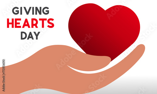 Giving Hearts Day is observed every year in February 8. Health and Medical Awareness Vector template for banner, card, poster and background design. Vector illustration.