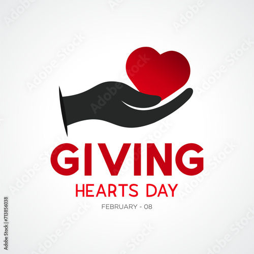 Giving Hearts Day is observed every year in February 8. Health and Medical Awareness Vector template for banner, card, poster and background design. Vector illustration.