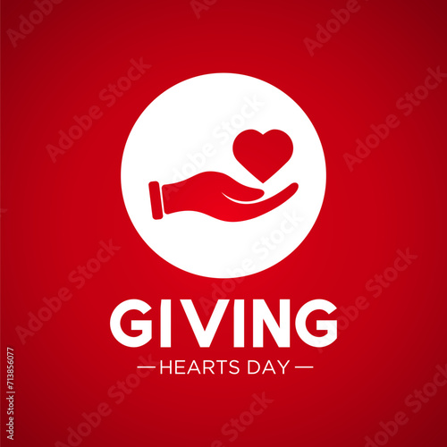 Giving Hearts Day is observed every year in February 8. Health and Medical Awareness Vector template for banner, card, poster and background design. Vector illustration.