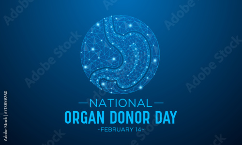National Organ Donor Day is observed every year in February 14. National Donor Day. Health and Medical Awareness Vector template for banner, card, poster and background design. Vector illustration.
