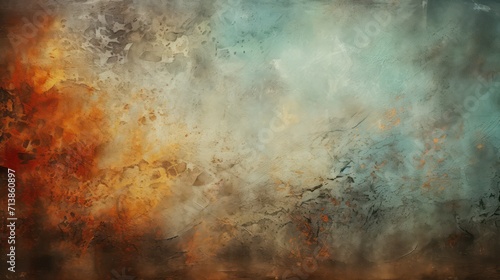 A painting of a wall with orange and brown paint.