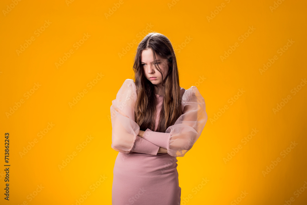 Obraz premium Desolate Moments. Frustrated Kid Girl in Emotional Distress..
