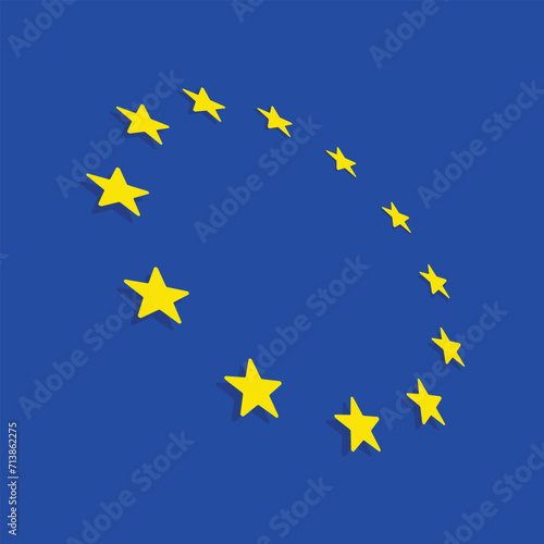 European union flag. Official colors correctly. Circle ring of yellow gold stars over dark blue background. EU symbol. Vector illustration EPS 10.
