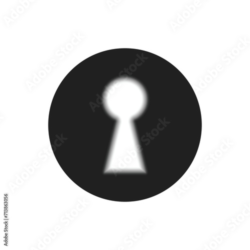 Light keyhole. Glow Keyhole on dark wall with light. Door key holes icon. The concept of spying or surveillance.