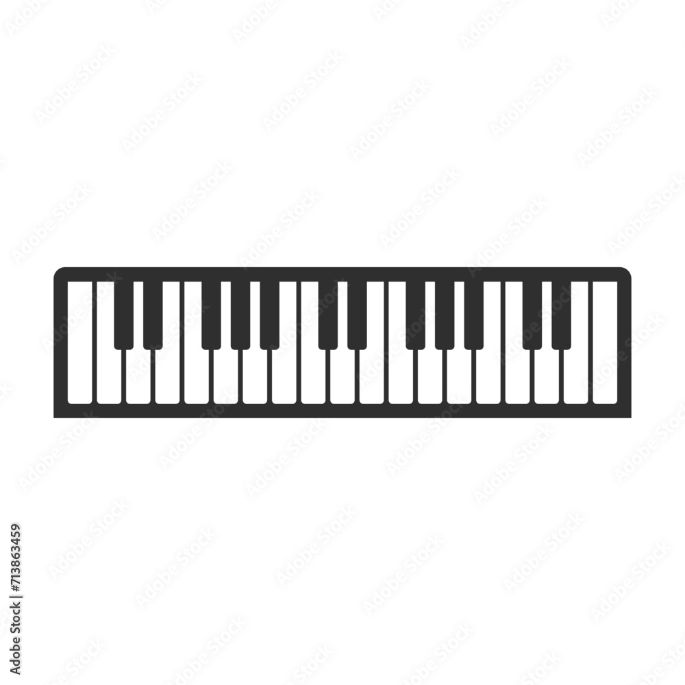 Piano, organ or synthesizer key isolated on white background. Top view of realistic shaded monochrome piano keyboard. Melody or Musical Instrument concert. Piano, organ or synthesizer key isolated on white background. Top view of realistic shaded monochrome piano keyboard. Melody or Musical Instrument concert.