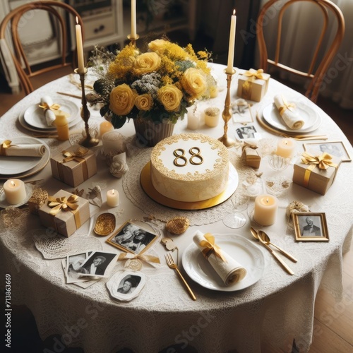 88th birthday cake and decoration photo