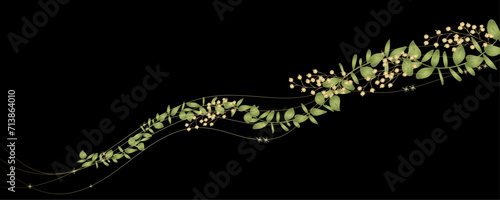 Vector art deco luxury flower, leaves line pattern, golden background. Golden botany banner. Japanese style Hand drawn vector. Line art style design. Hand drawn florals for packaging,coveand wall arts