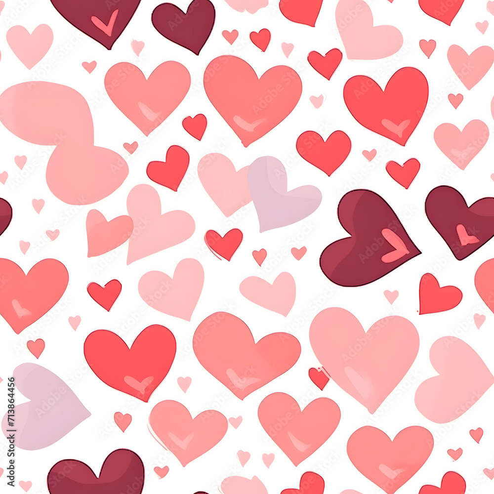 Seamless pattern of Red hearts. Background for Happy Valentine's Day greeting card .