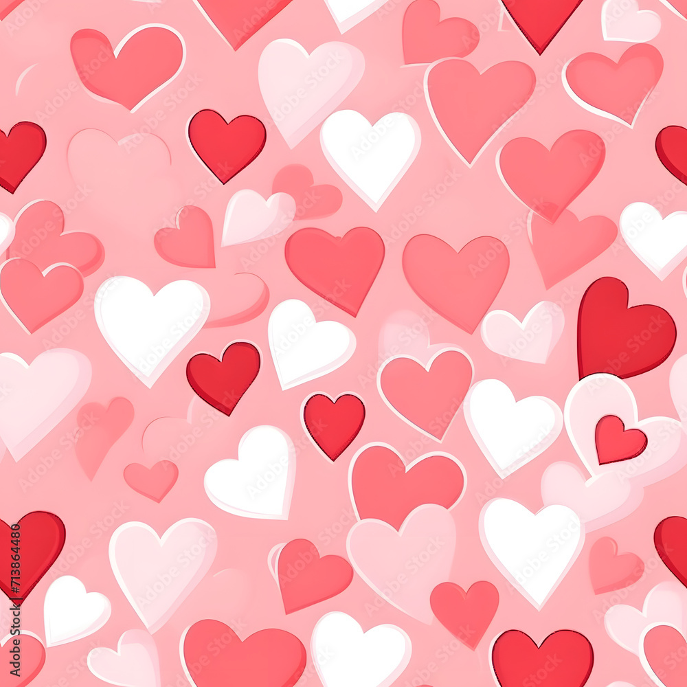 Seamless pattern of Red hearts. Background for Happy Valentine's Day greeting card .