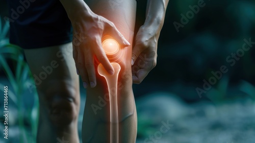 a person holding their knee photo