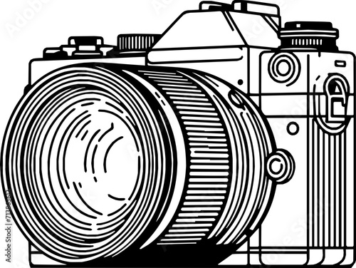 Illustration of a digital camera with lenses illustration