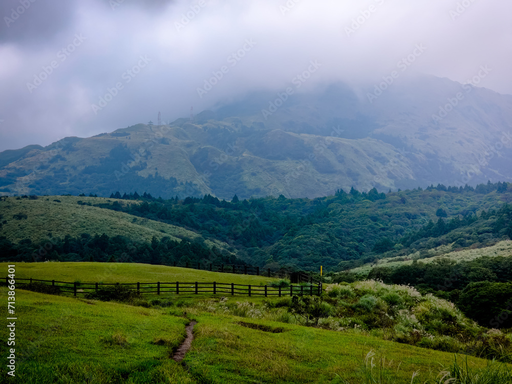 Landscape view of the Qingtiangang Grassland in Yangmingshan National Park in the north of Beitou, Taipei.