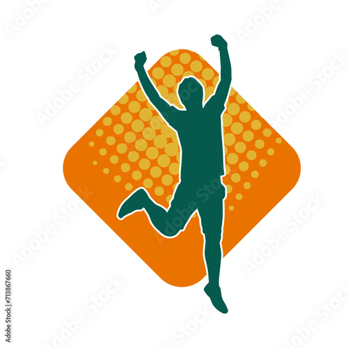 Silhouette of a slim man dancing pose. Silhouette of a male dancer in action pose.