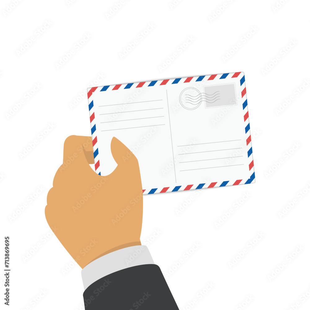 Hand holding envelope, letter. Mail notification or coming messages concept. Hand holding envelope, letter. Mail notification or coming messages concept.