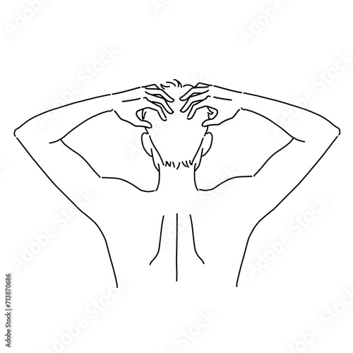 頭皮をマッサージする男性の後ろ姿