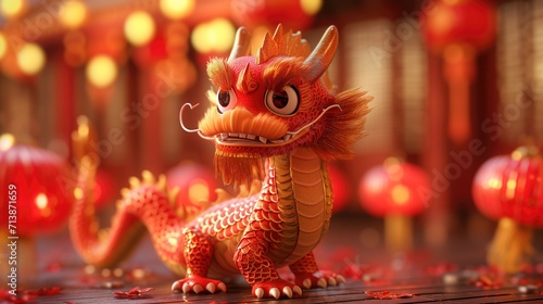 A cute red dragon for the Chinese New Year celebration.