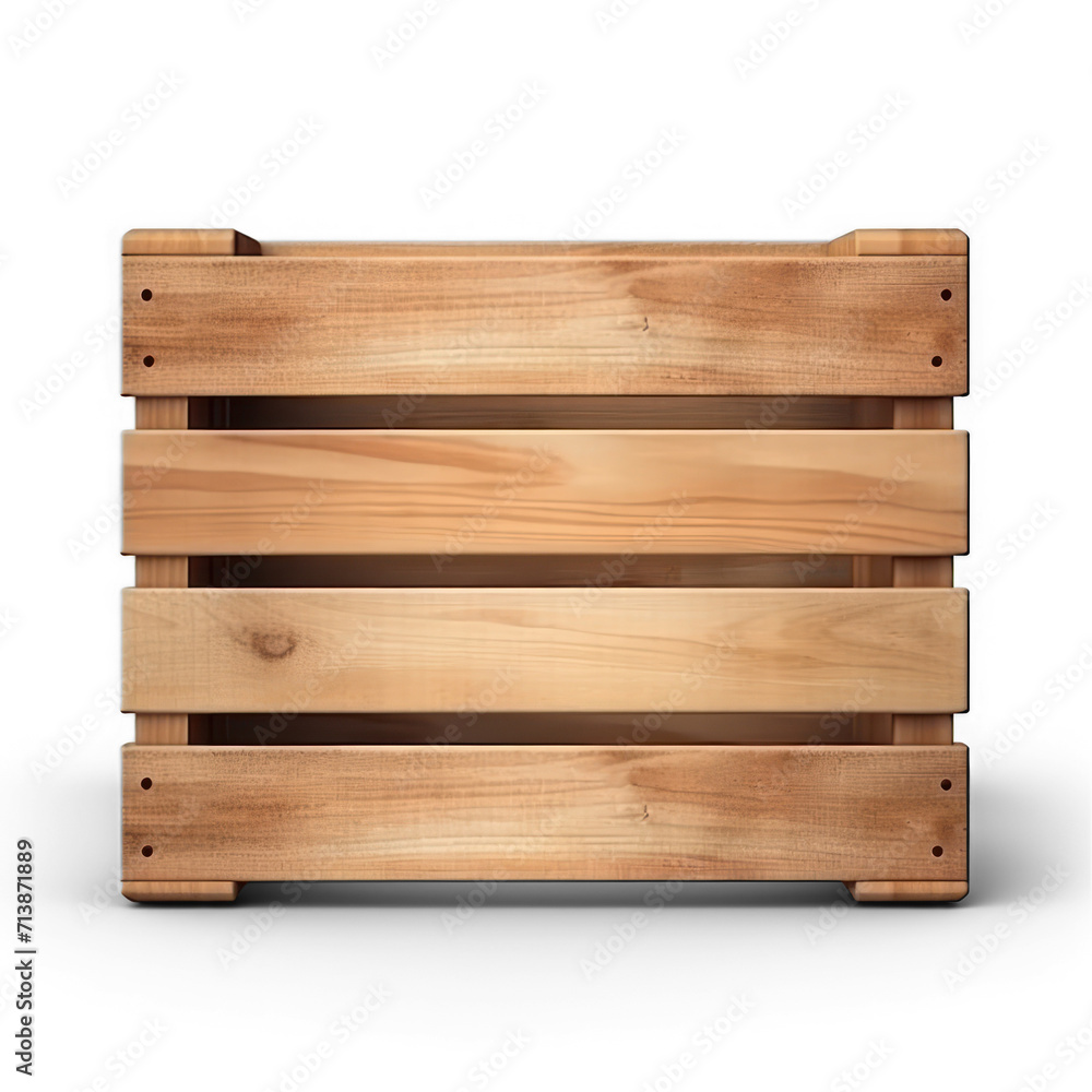 Square wood crate, on transparency background PNG