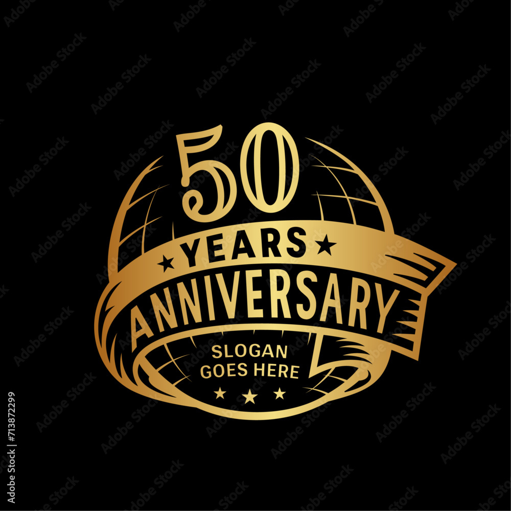 50 years anniversary design template. 50th logo. Vector and illustration. 