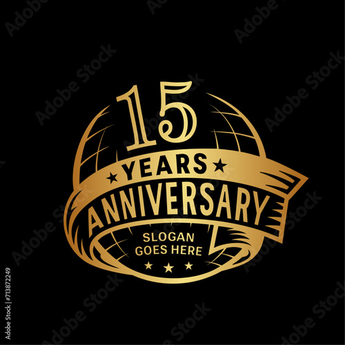 15 years anniversary design template. 15th logo. Vector and illustration. 