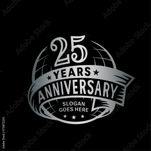 25 years anniversary design template. 25th logo. Vector and illustration. 