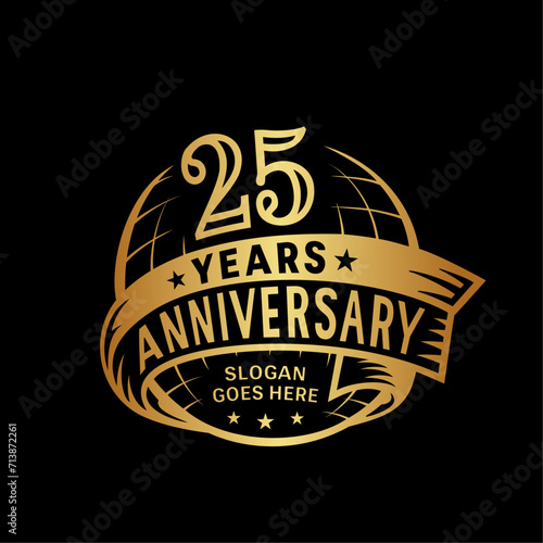 25 years anniversary design template. 25th logo. Vector and illustration. 