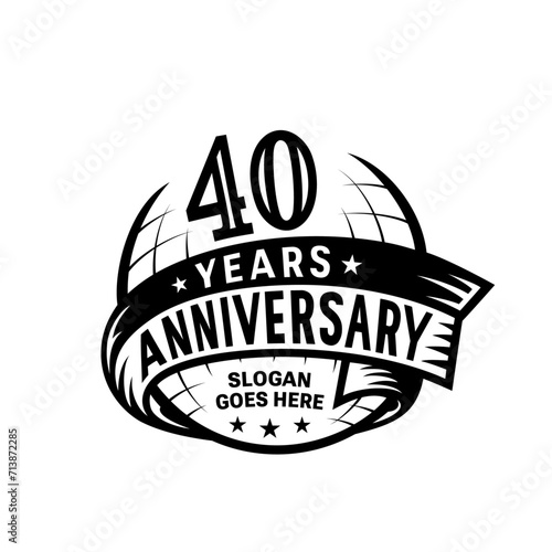 40 years anniversary design template. 40th logo. Vector and illustration. 