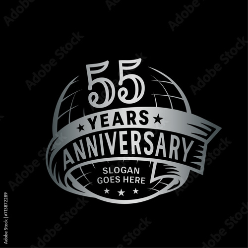 55 years anniversary design template. 55th logo. Vector and illustration. 