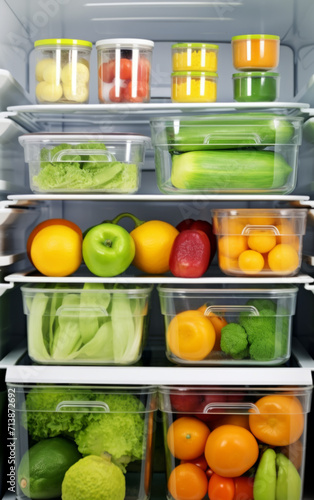 clean fridge with organized storage containers