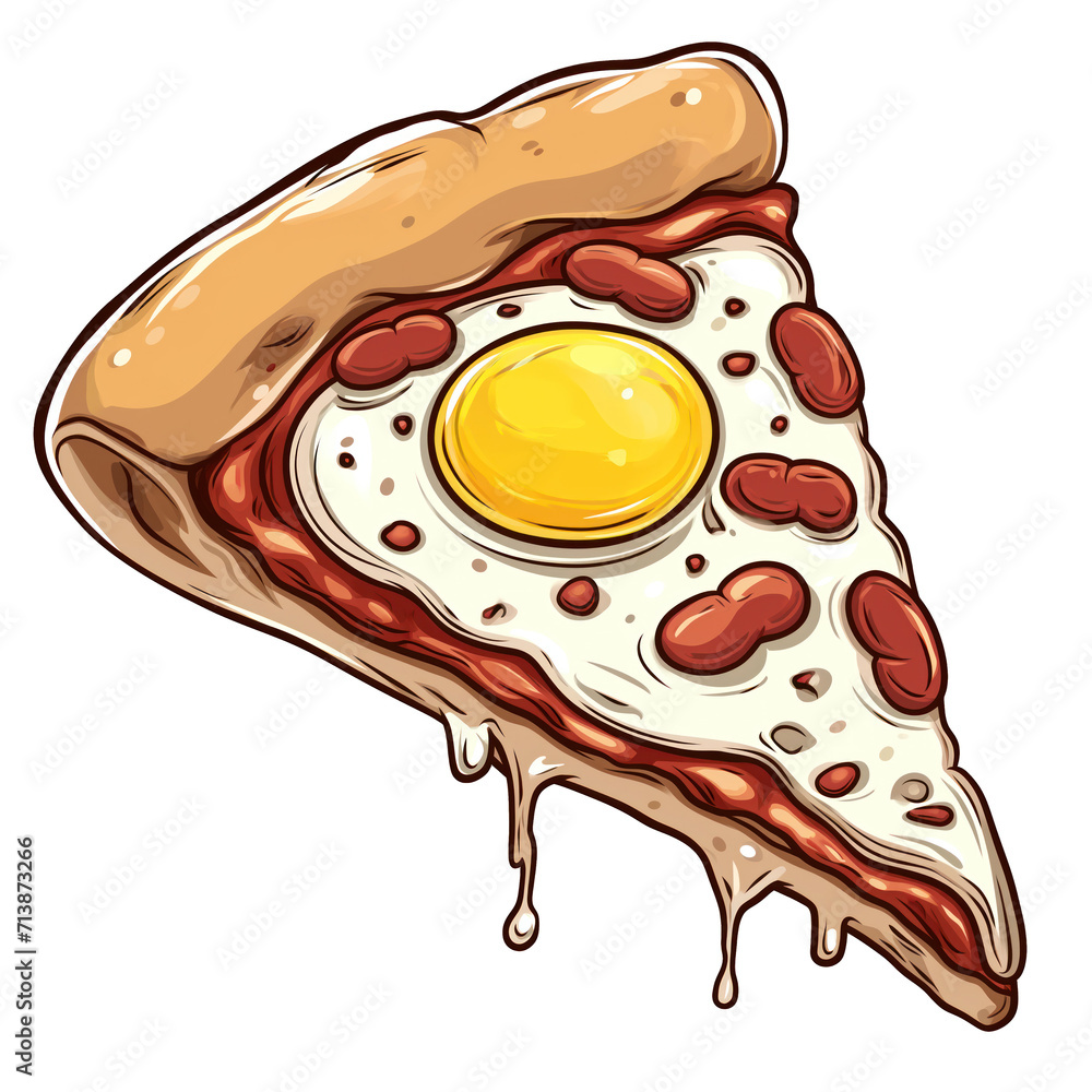 baked beans and eggs pizza slice . Clipart PNG image . Transparent