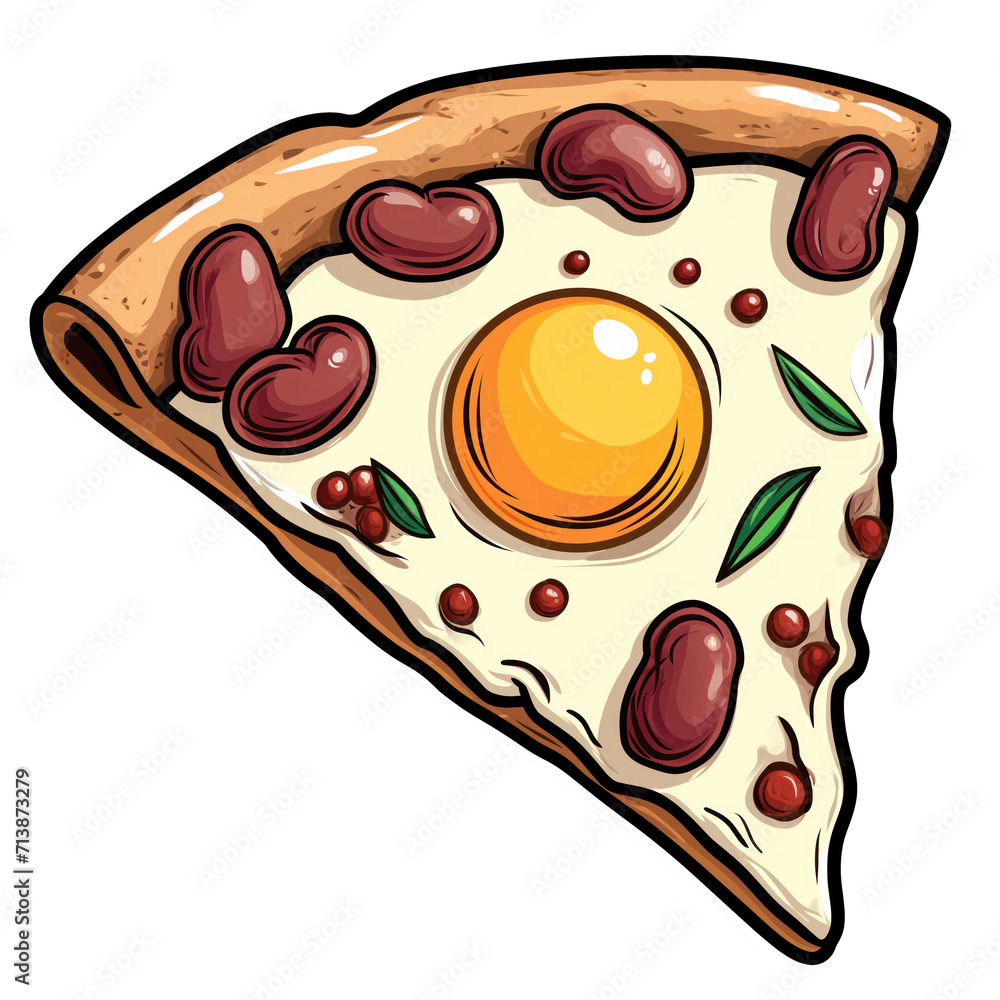 baked beans and eggs pizza slice . Clipart PNG image . Transparent