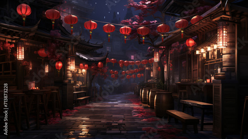 Asian bar with lanterns