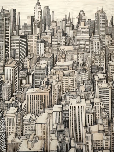Hand-Drawn City Skylines  Vintage Downtown Paintings for Print