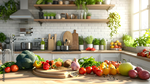 Bright and Fruity Kitchen Environment for Healthy Meal Preparation