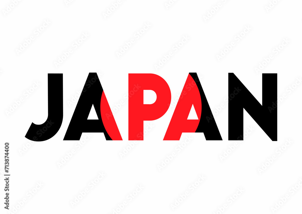 Japan text with japan flag