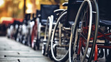 Inclusive Medical Spaces: Rows of Wheelchairs for Disability Patients – Hospital Services Panorama with Copy Space for Text or Promotional Content