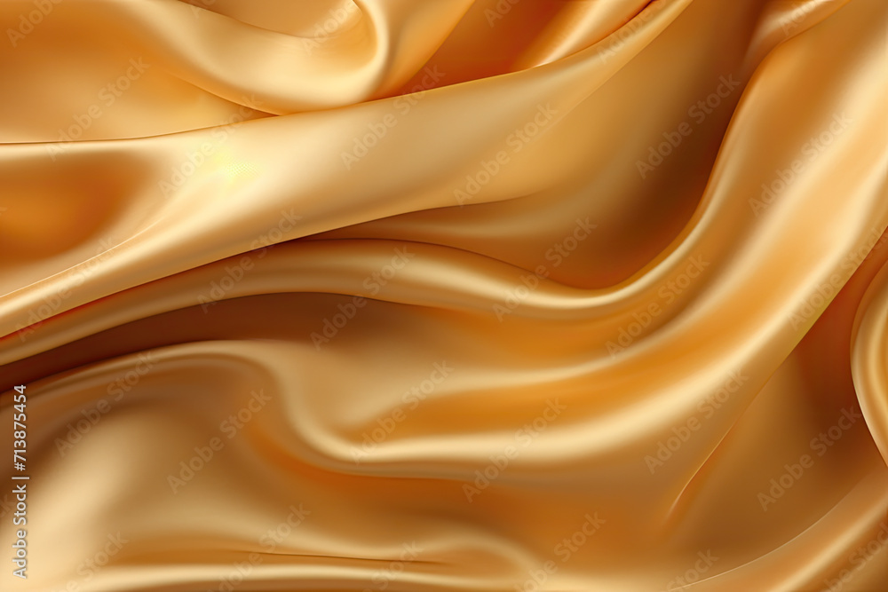 Rich golden satin fabric with elegant waves and soft texture, representing luxury and opulence Rich golden satin fabric with elegant waves and soft texture, representing luxury and opulence