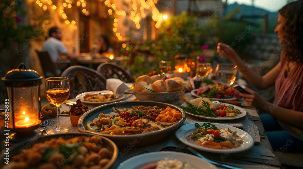 Family Bonding: Mediterranean Dinner Atmosphere